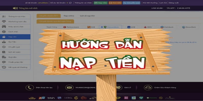 hướng dẫn nạp tiền vào tài khoản mu88